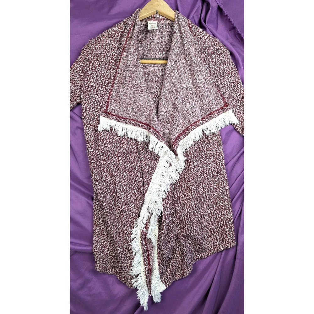 Arizona Jean Co Fringe Boho Shawl Sweater Festival Hippie Peasant M 10/12